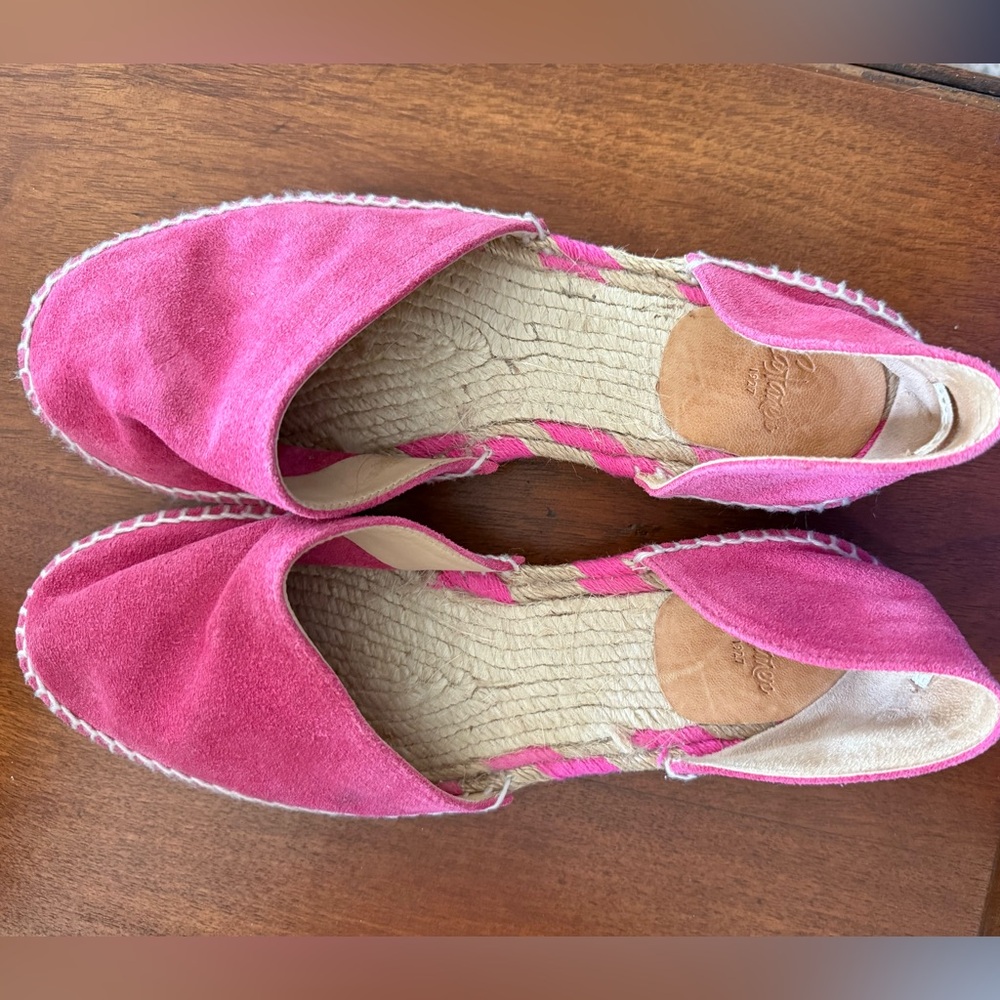 Vibrant Pink Suede Espadrilles with Rounded Toe